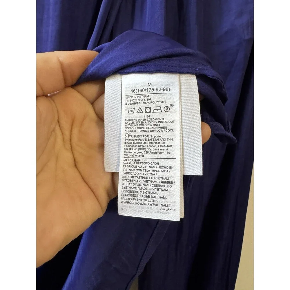 NEW Gap Long Sleeve Silky Bow Back Top Bright Cobalt Sz M Womens